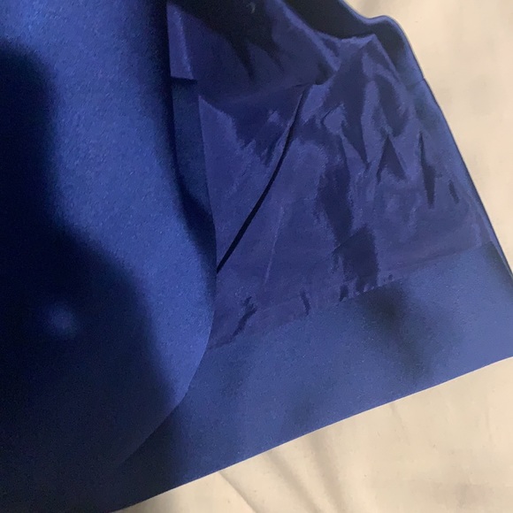 KAREN MILLEN size 10 stunning cobalt blue satin dress with detailing - Picture 8 of 9